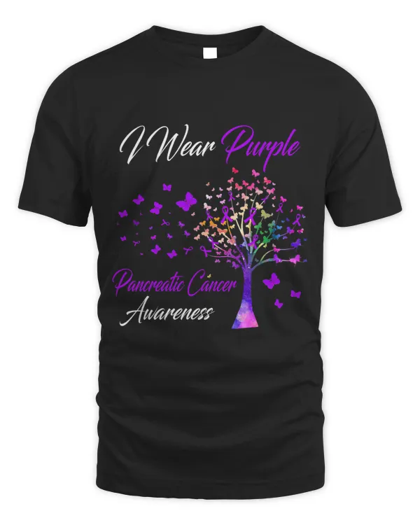 I Wear Purple Pancreatic Cancer Awareness Tree Ribbon