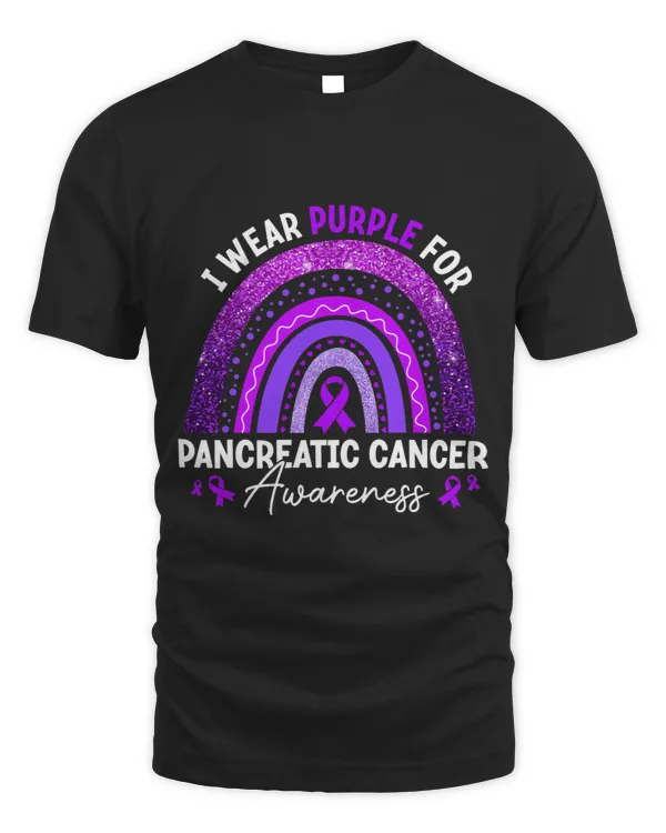 Rainbow I Wear Purple Ribbon For Pancreatic Cancer Awareness