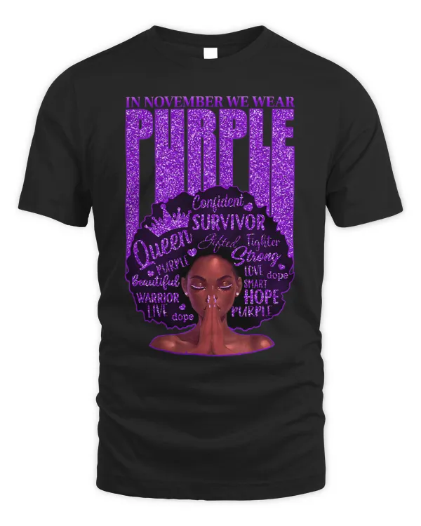 In November We Wear Purple Black Woman Pancreatic Cancer