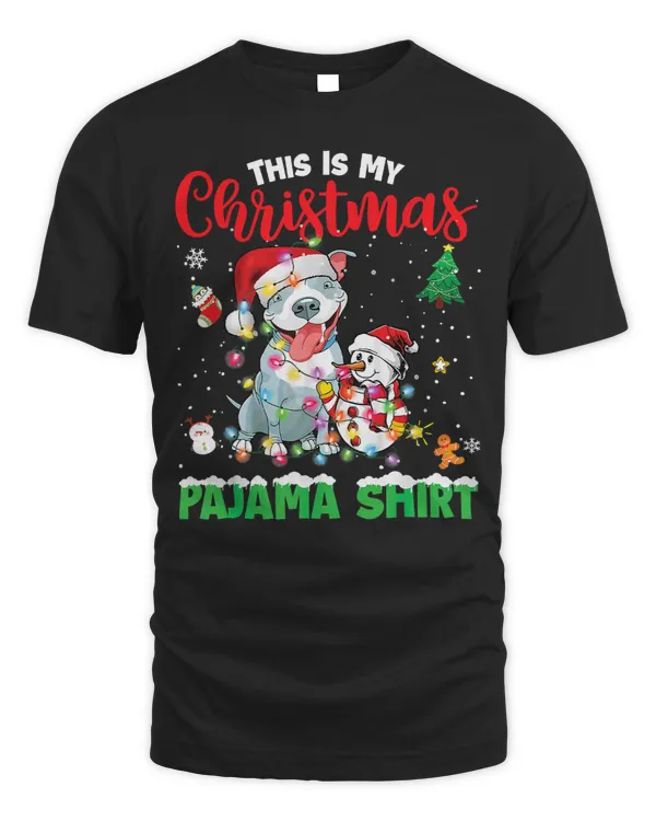 Bully Dog This Is My Christmas Pajama Pitbull Santa Hat Lights 200 Pitbull Dog