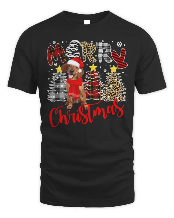 Wiener Merry Christmas Tree Leopard Plaid Printed 285 Dachshund Doxie