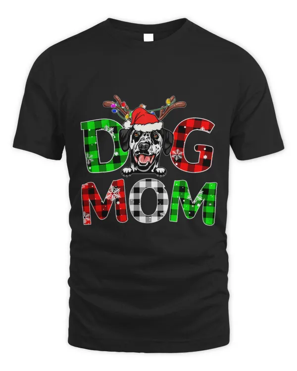 Dalmatian Mom Buffalo Plaid Xmas Pajama Reindeer Horn Dalmatians Dog