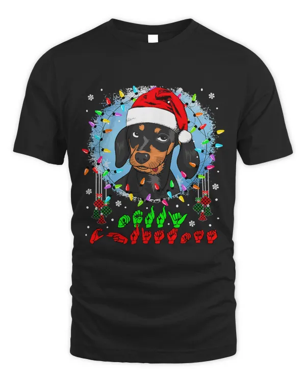 Wiener Merry Christmas Hands Sign Language Santa Dachshund Lover126 Dachshund Doxie