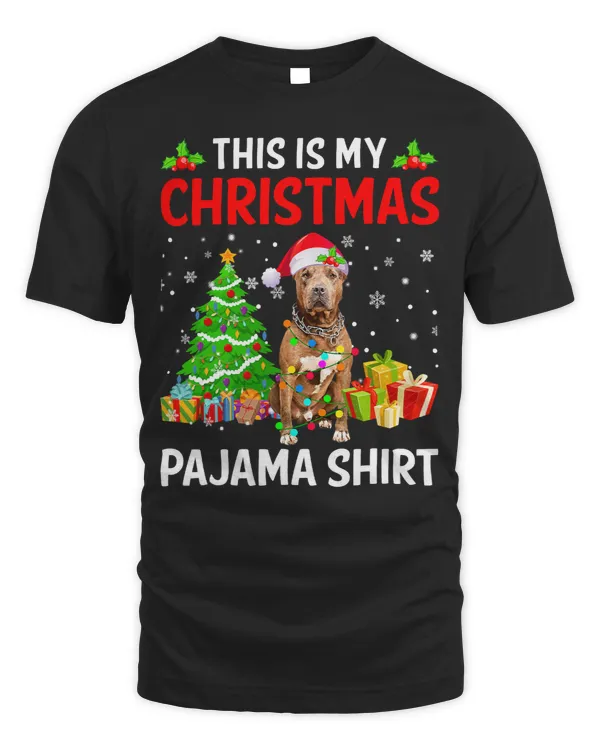 Bully Dog This Is My Christmas Pitbull Dog Pajama Xmas Lights 305 Pitbull Dog
