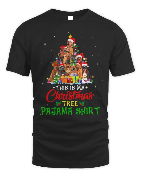 Bully Dog Christmas Pajama Pitbull Tree Xmas Dog Dad Mom 21 Pitbull Dog