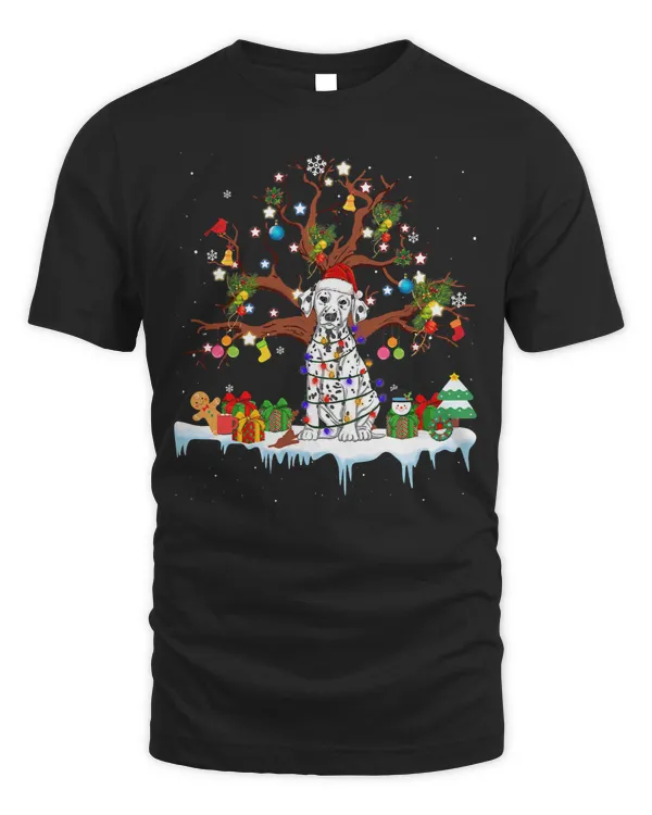 Dalmatian Santa Dalmatian Wearing Christmas Hat Tree Lights 26 Dog Lover Dalmatians Dog