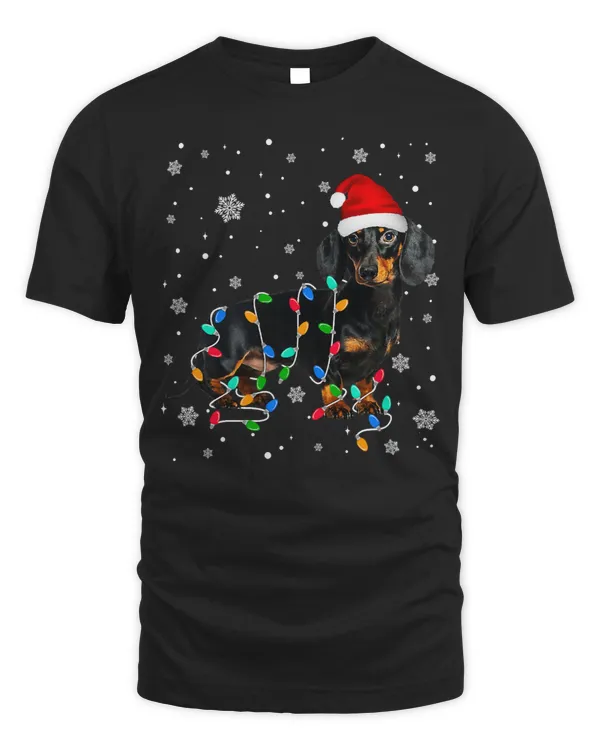 Wiener Cute Dachshund Santa Hat Christmas Light Xmas 168 Dachshund Doxie