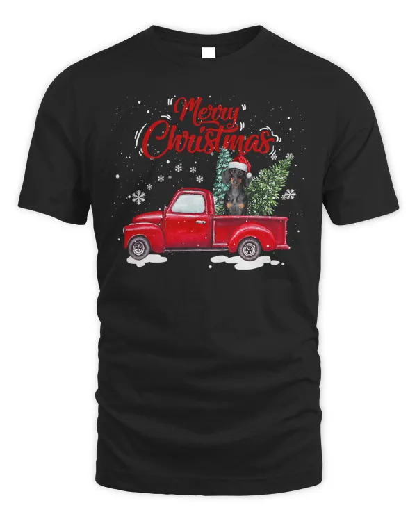 Wiener Funny Christmas Santa Dachshund Ride Red Truck Xmas Pajama 348 Dachshund Doxie