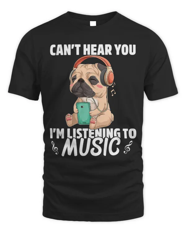 Pug Lover Funny Kawaii Listening Music Producer Dj Lover Girls Pugs Dog