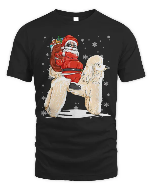 Poodles Santa Riding Poodle Dog with Hat Claus Christmas Poodle 4 Poodle dog