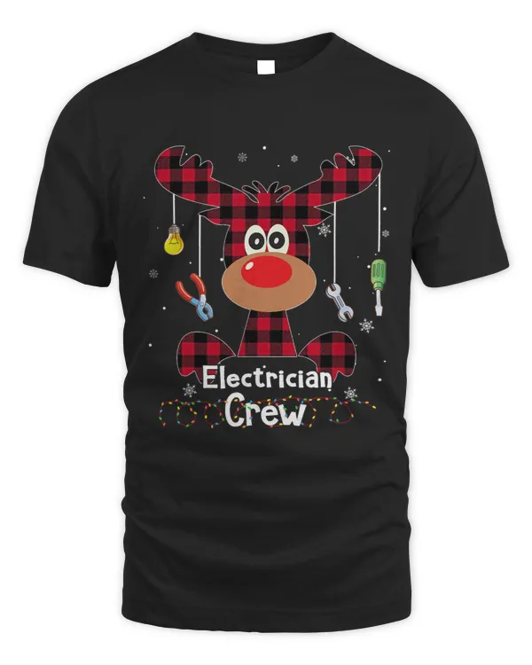 Buffalo Plaid Reindeer Electrician Crew Merry Christmas