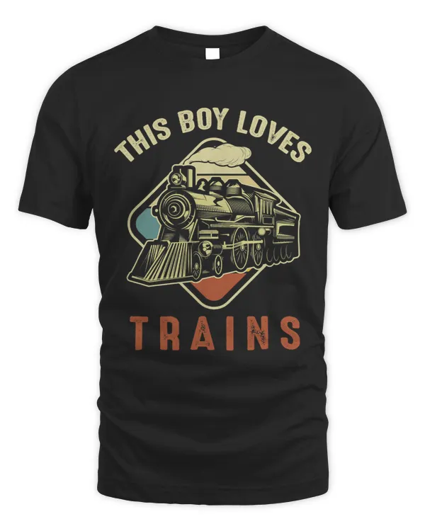 This Boy Loves Trains Cute Retro Locomotive Engineer