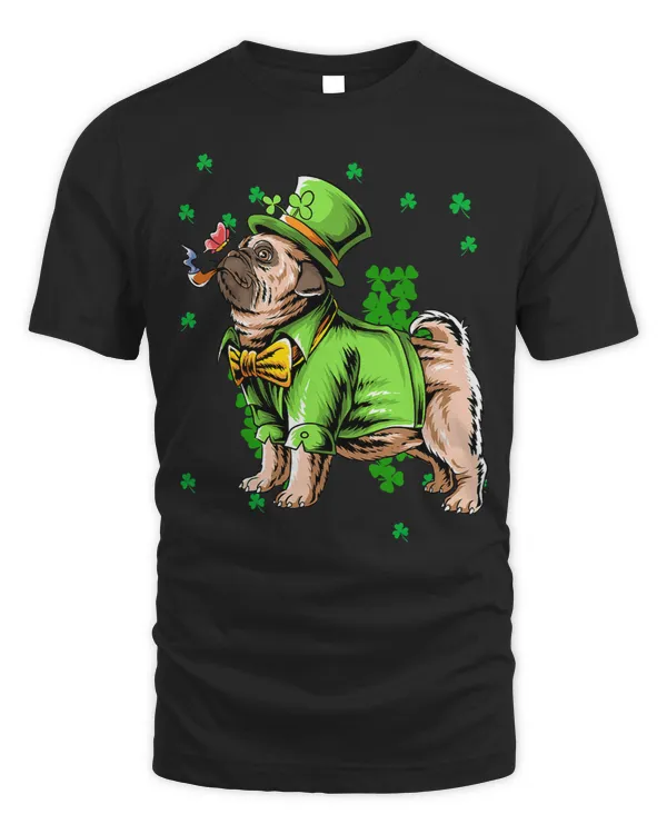 Pug Lover St patricks day the cute pug smokes a cigar 325 Pugs Dog