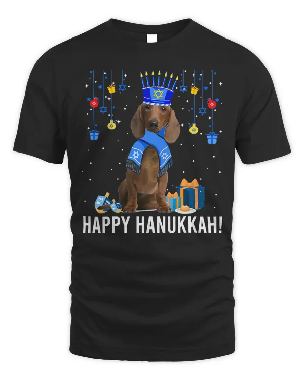 Wiener Funny Dachshund Menorah Hat Christmas Happy Hanukkah Jewish 4 Dachshund Doxie