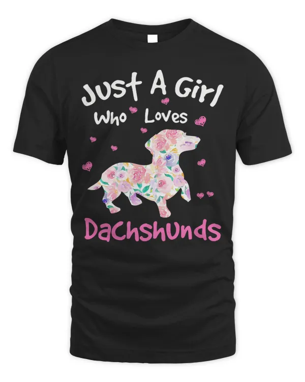 Wiener Just A Girl Who Loves Dachshunds Dog Silhouette Flower Gifts Dachshund Doxie