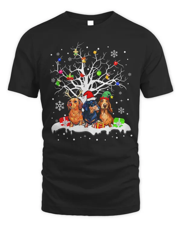 Wiener Lovers Christmas Dog Mom Cool Dachshund and Tree 182 Dachshund Doxie