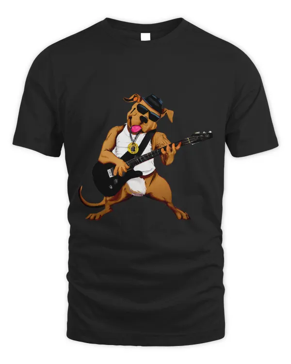 Bully Blues Pitbull Dog Electric Guitar Musician Guitarist Dog Pitbull Dog