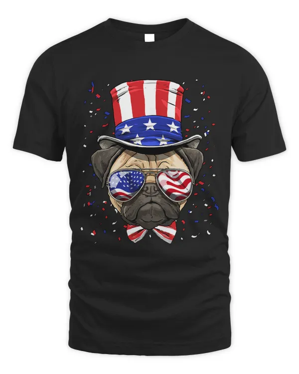 Pug Lover 4th of July American Dog USA Flag 169 Pugs Dog