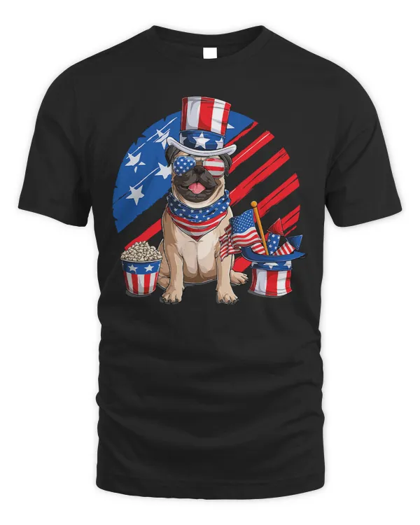 Pug Lover 4th of July American Sunglasses Dog Puppy USA Pug Dad 58 Pugs Dog