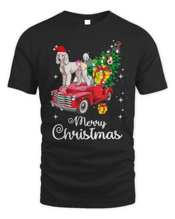 Poodles Ride Red Truck Christmas Pajama Funny Dog 43 Poodle dog