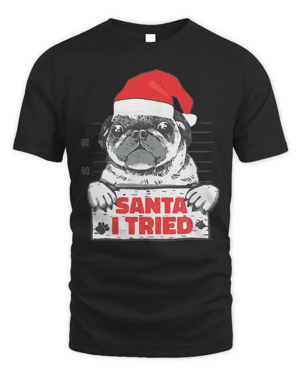 Pug Lover Love Dog Christmas Pajamas Santa I Tried Naughty Pug 402 Pugs Dog
