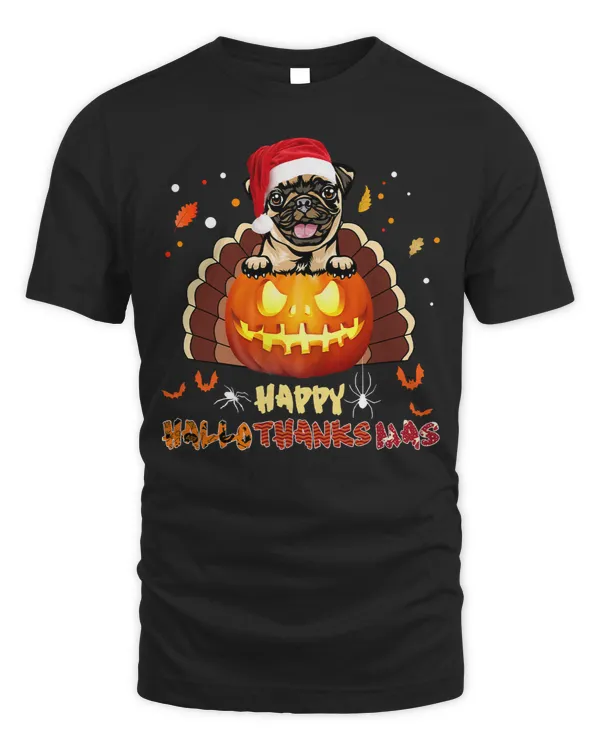 Pug Lover Happy Hallothanksmas shirt Dog Lover Christmas 64 Pugs Dog
