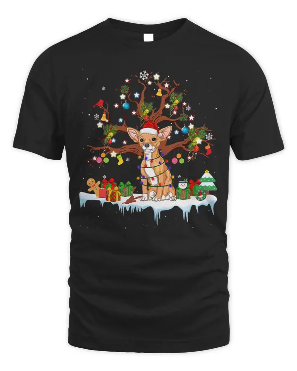 Chihuahuas Santa Chihuahua Dog Wearing Christmas Hat Tree Lights 347 Chihuahua Dog