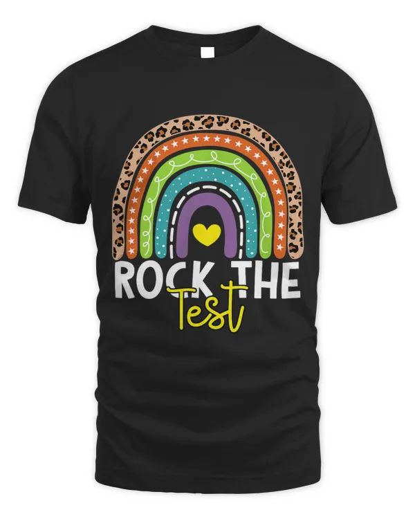 Funny Test Day Rock the Test Rainbow Teacher Testing Day
