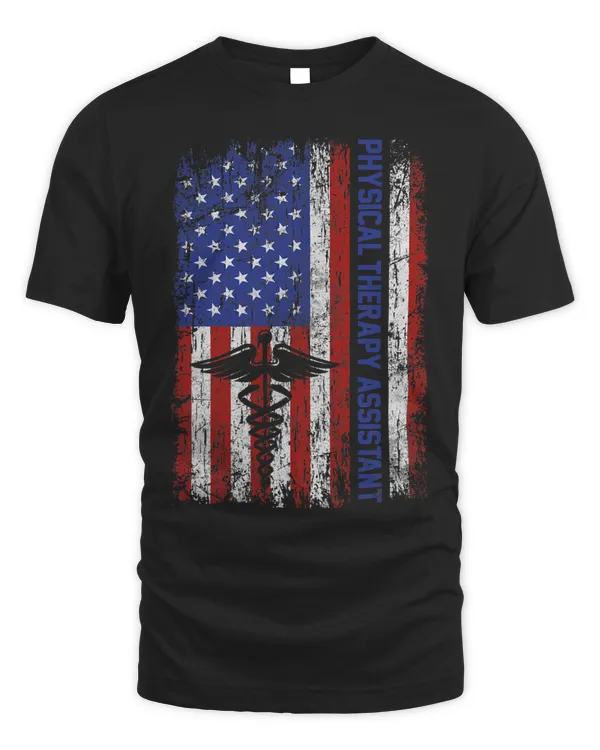 US Flag Physical Therapy Caduceus Vintage Distressed Novelty