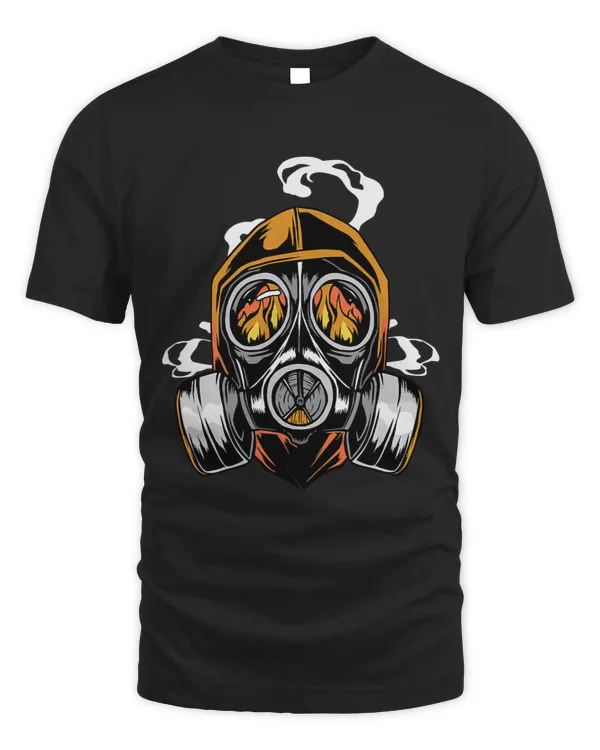 Firefighter and prepper design featuring a gas mask and fire