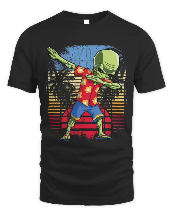 Dabbing Alien Hawaiian Funny UFO Hawaii Beach Surf Summer