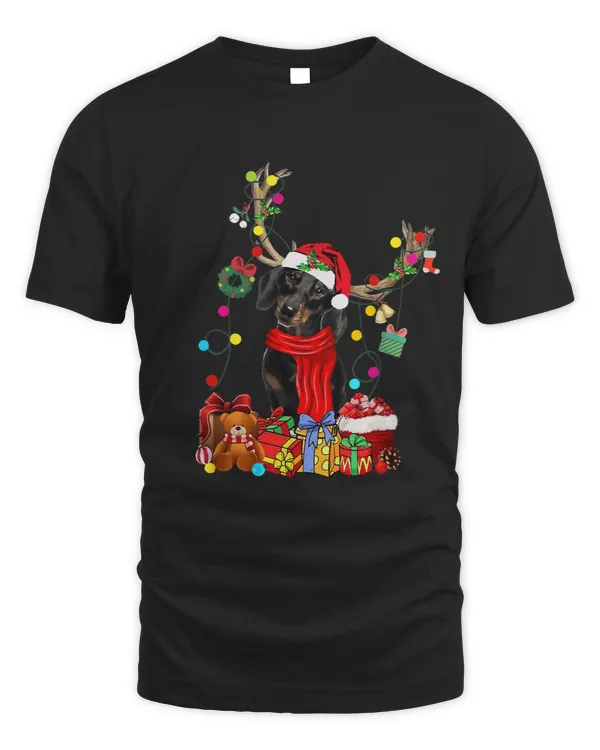 Wiener Santa Black Dachshund Reindeer Light Christmas Dog Lover121 Dachshund Doxie