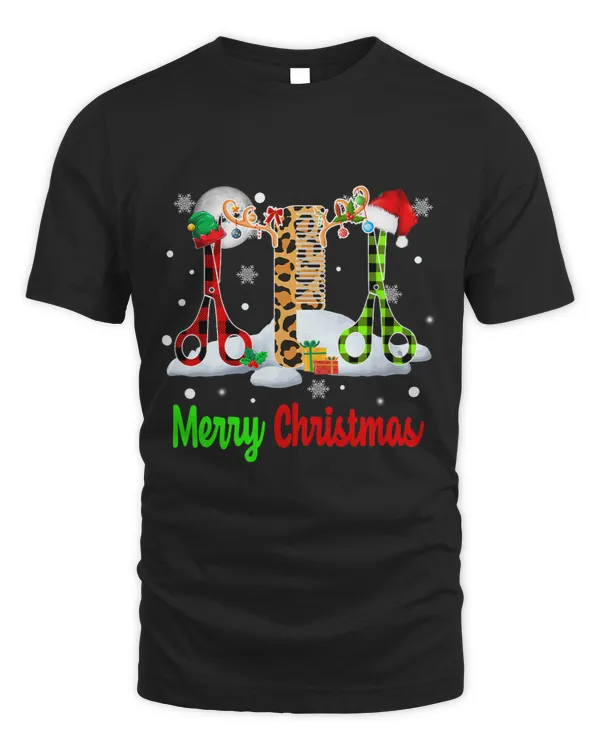 Merry Christmas Three Santa Reindeer Elf Hairstylist Tools