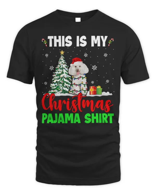 Poodles This Is My Christmas Pajama Xmas Light Santa Poodle 135 Poodle dog