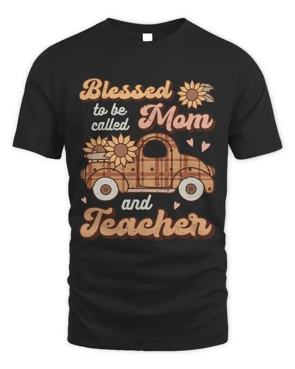 Blessed To Be Called Mom And Teacher Retro Plaid Mothers Day 1