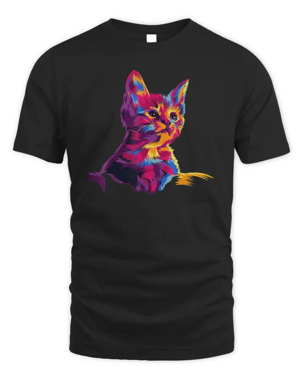 Kitten Colorful Art Gifts for Cat Lovers, Cat Dad, Cat Mom T-Shirt