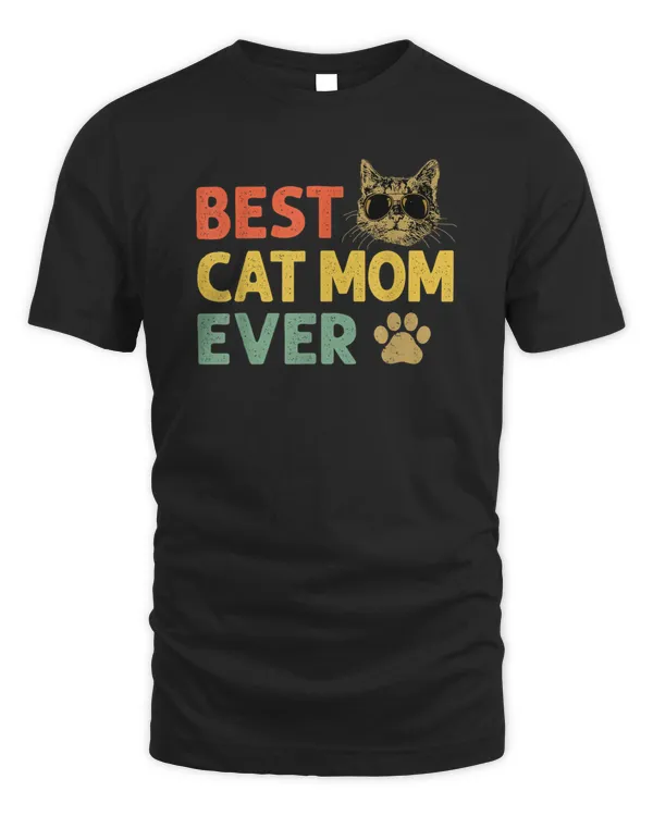 Vintage Best Cat Mom Ever Cat For Women Mother's Day T-Shirt