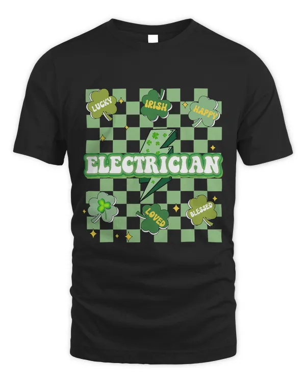 Lucky Electrician Conversation Shamrocks Pattys Day Groovy
