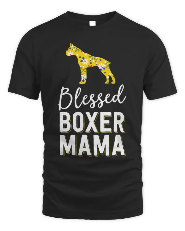 Boxer Floral Dog Mom Shirts For Women Blessed Boxer Mama Boxers Dog