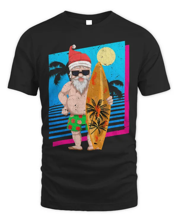 Tropical Summer Surfing Santa Claus Funny Christmas In July 1