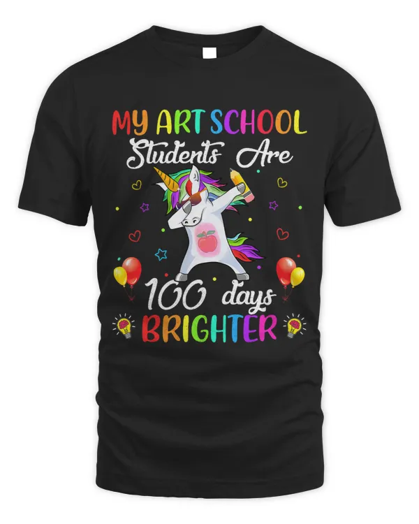 100 Days Brighter Unicorn 100th Day of Art School Teacher