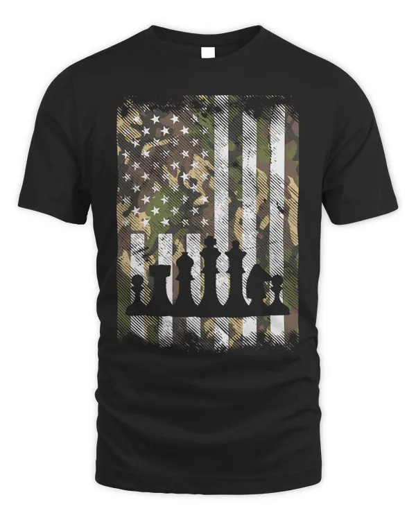 Camo US Flag Chess Vintage Patriotic Men Women Youth Kids