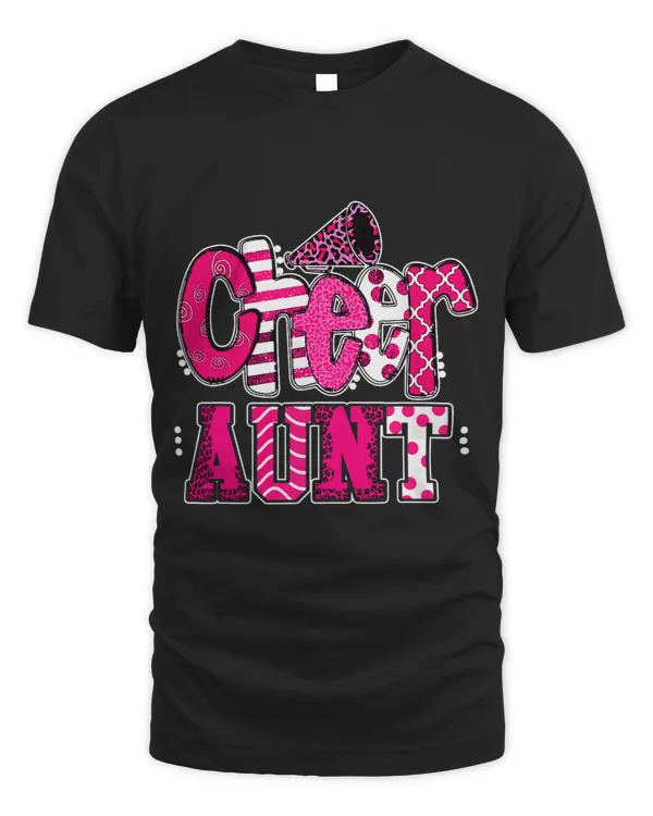 Cheer Aunt Biggest Fan Leopard Print And Pom Pom