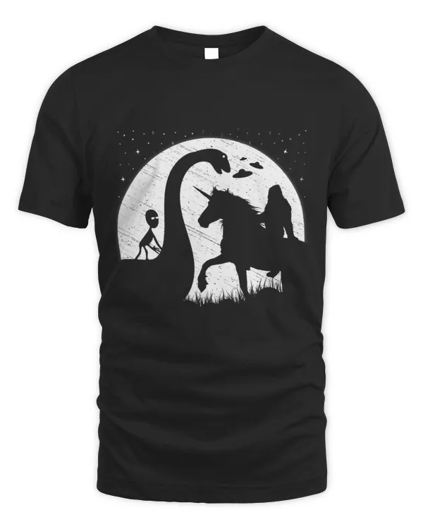 Funny Alien Riding Loch Ness Monster Nessie Bigfoot Unicorn