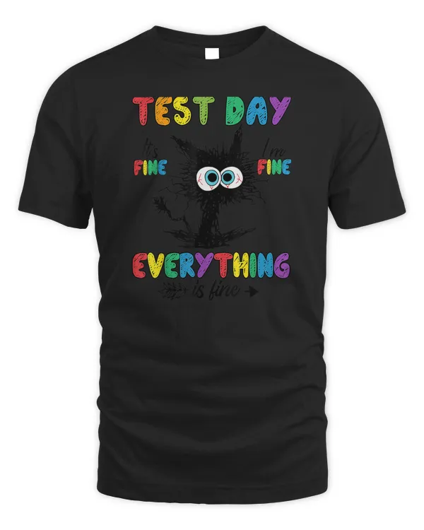 Test Day Funny Stressed Cat Teacher Student Kids Testing Day_3