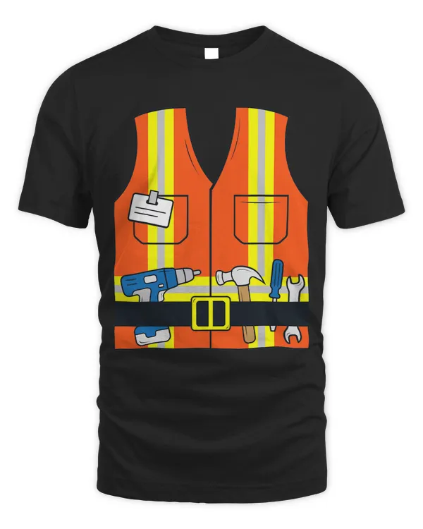 Construction Worker Costume Orange Safety Vest Tools