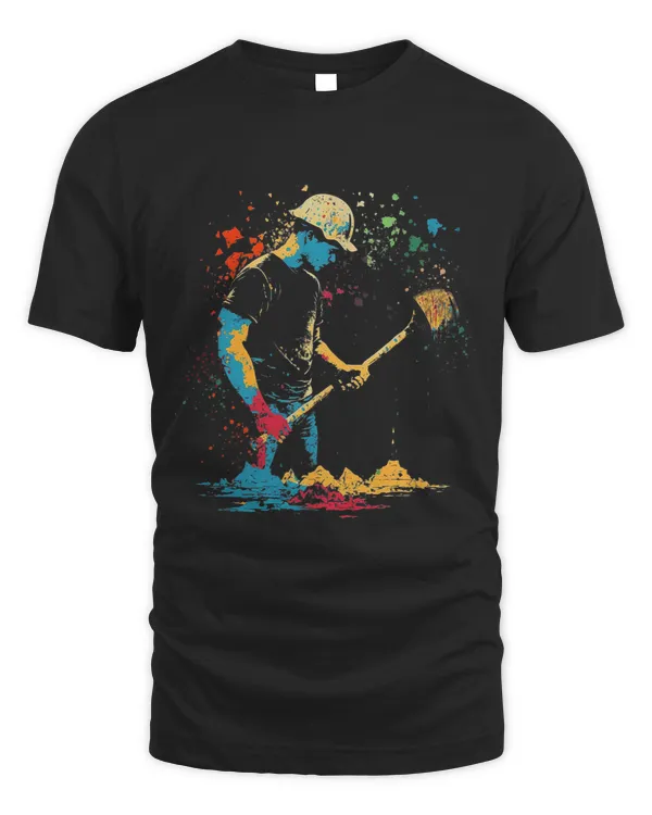 Construction Worker Splash Art Shovel Civil Engineering