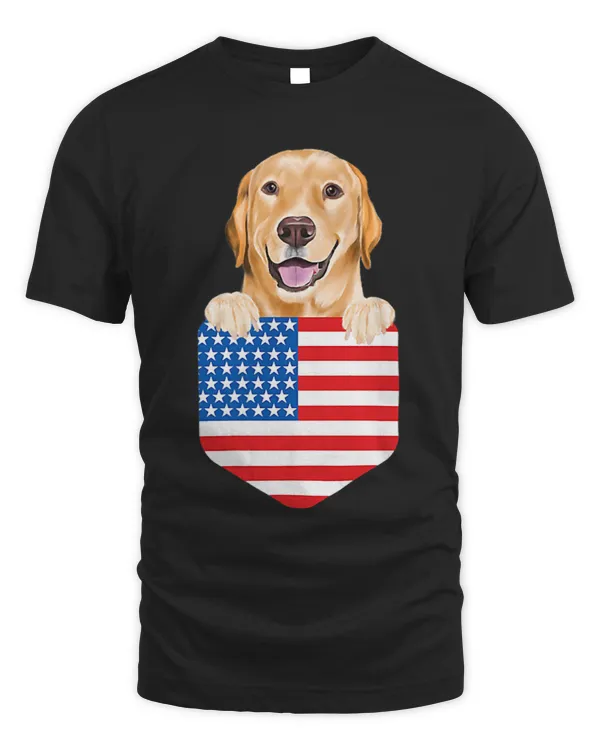 Labrador Lab Dog America Flag Yellow Labrador Retriever Dog In Pocket