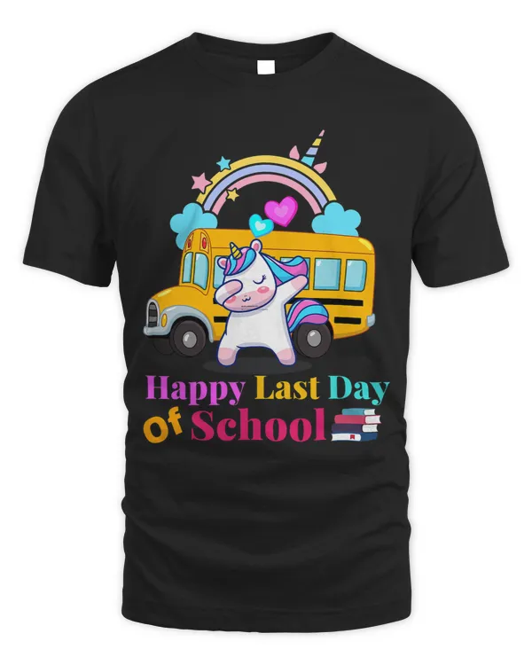 Happy Last Day Of School Dabbing Unicorn School Bus Girls