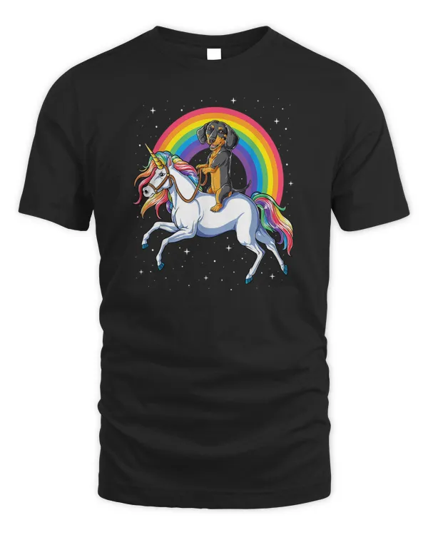 Dachshund Unicorn T shirt Girls Space Galaxy Rainbow Dog Tee